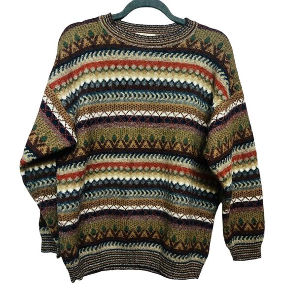 Top Knit Hand Knitted 100% Alpaca Made in Peru Size L Abstract Geometric Print - Picture 5 of 12